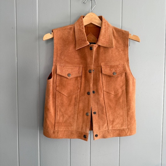 Asaro Jackets & Blazers - Vintage Suede Leather Vest Asaro Petite Floral Western Boho Academia Small